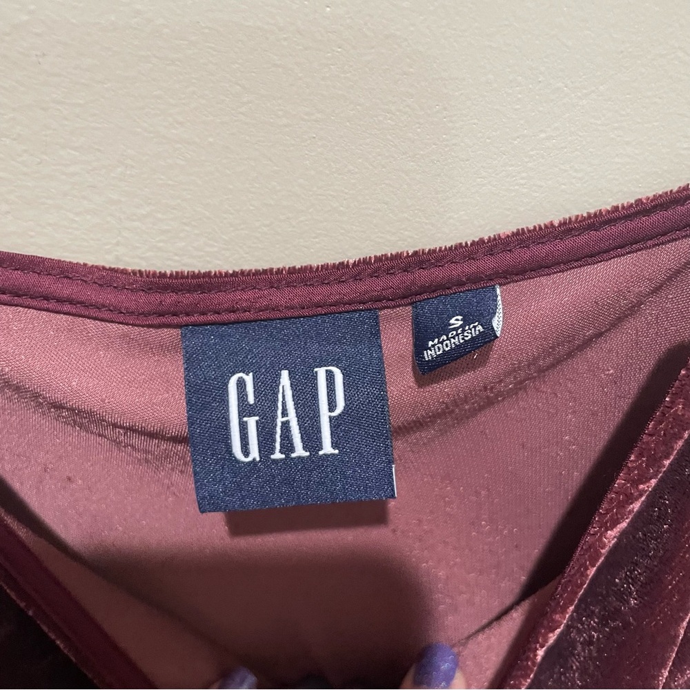 Gap Velvet Midi Cami Slip Dress Noir Red Size Small - Picture 7 of 9